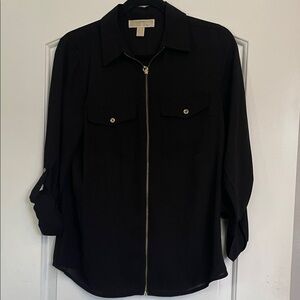 Michael Kors Black Zip-Up Shirt